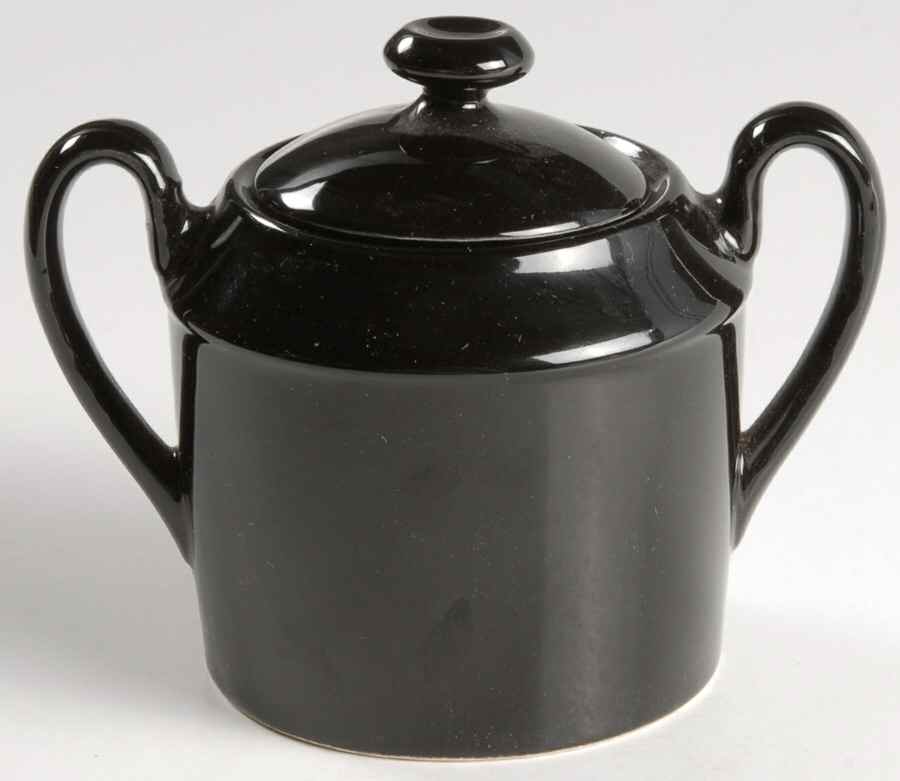 Total Color Black (Round, Smooth) Sugar Bowl & Lid by Fitz and Floyd-1