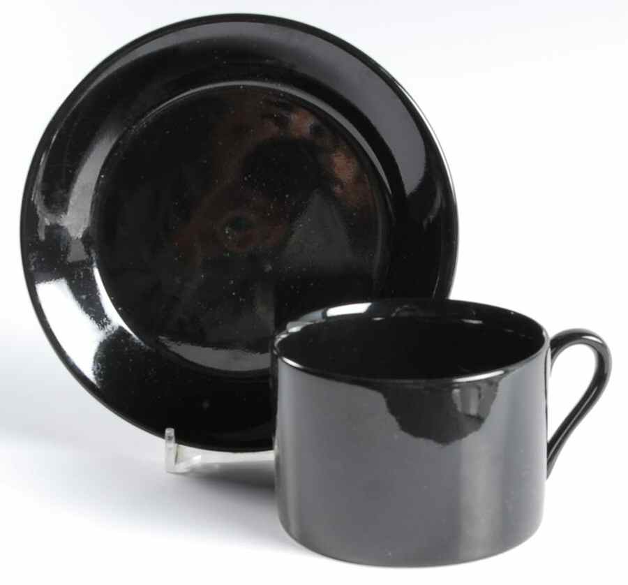 Total Color Black (Round, Smooth) Flat Cup & Saucer Set by Fitz and Floyd-1