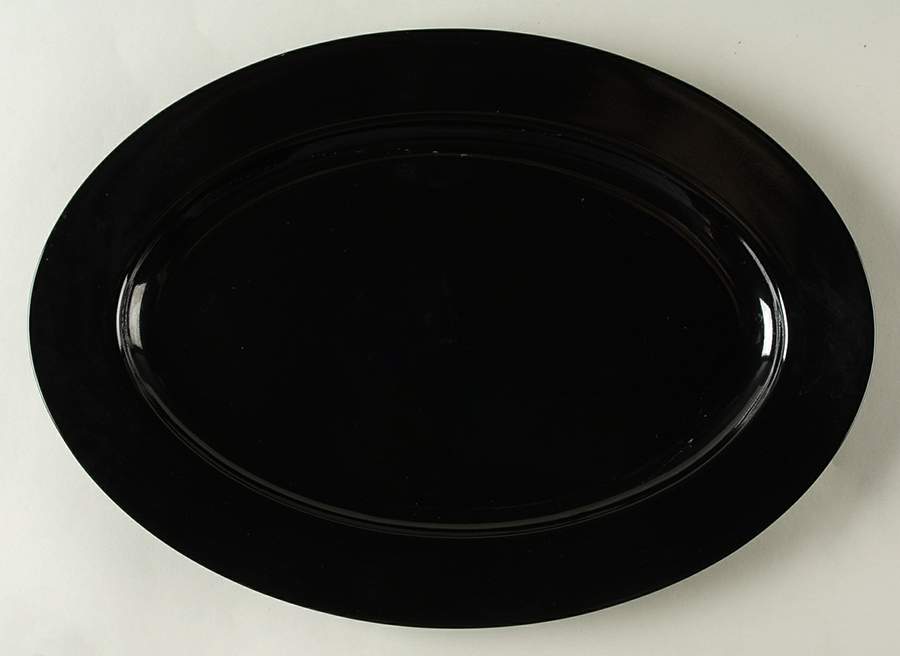 Total Color Black (Round, Smooth) 14" Oval Serving Platter by Fitz and Floyd-1