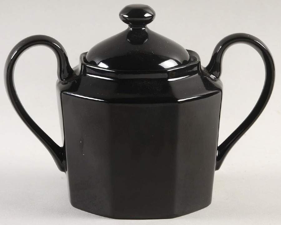 Total Color Black (Octagonal) Sugar Bowl & Lid by Fitz and Floyd-1
