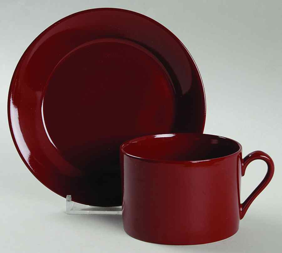 Total Color Cinnabar (Round) Flat Cup & Saucer Set by Fitz and Floyd-1