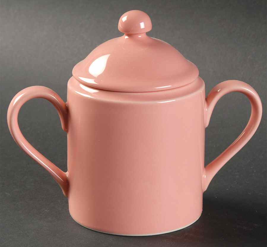 Total Color Coral Peach (Round) Sugar Bowl & Lid by Fitz and Floyd-1