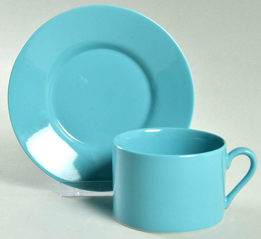 Total Color Spectrum Aqua (Round) Flat Cup & Saucer Set by Fitz & Floyd-1