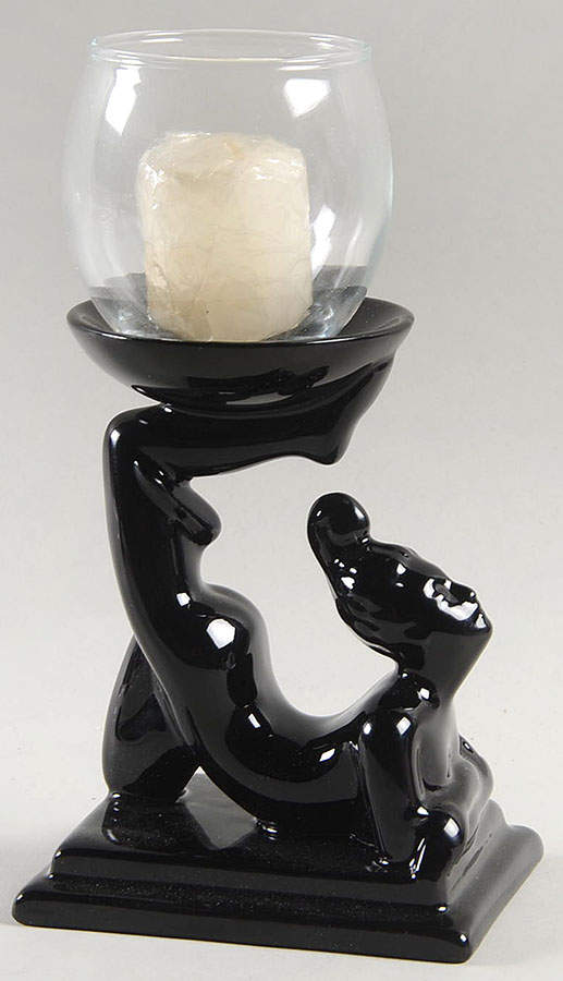 Total Color Spectrum Black (Round) Votive Candleholder with Glass Globe by Fitz and Floyd-1