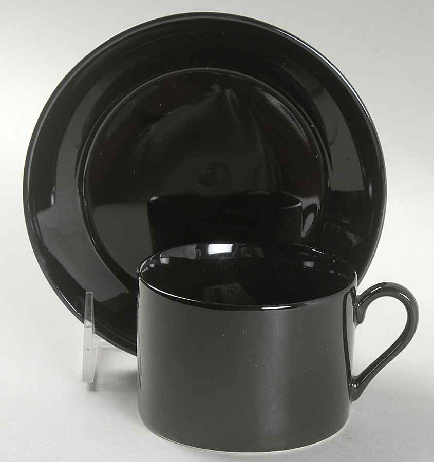 Total Color Spectrum Black (Round) Flat Cup & Saucer Set by Fitz and Floyd-1