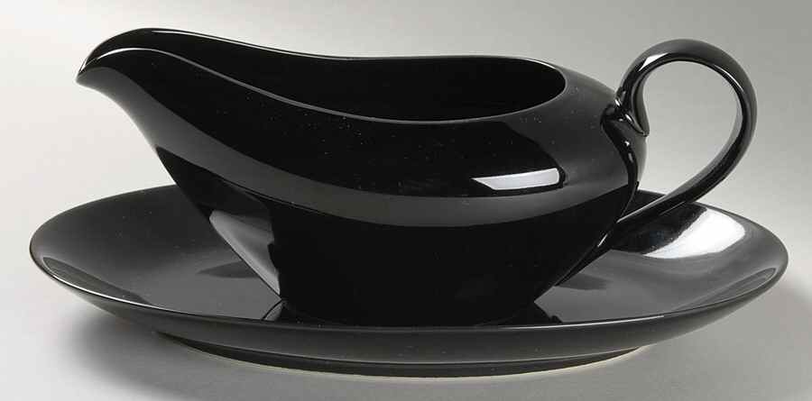 Total Color Spectrum Black (Round) Gravy Boat & Underplate/Relish by Fitz and Floyd-1