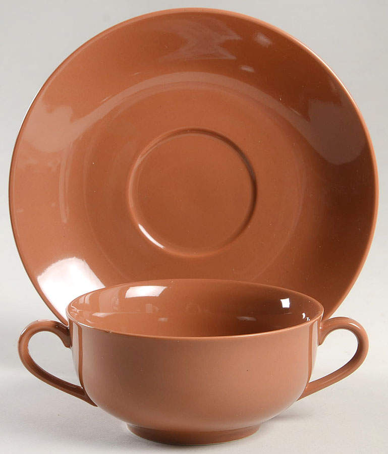 Total Color Spectrum Sandalwood (Round) Flat Cream Soup Bowl & Saucer Set by Fitz & Floyd-1