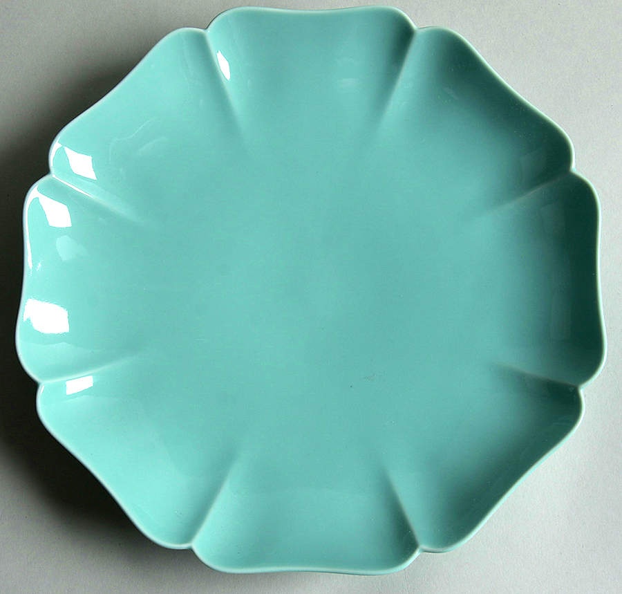 Total Color Spectrum Turquoise (Round) Scalloped Luncheon Plate by Fitz & Floyd-1