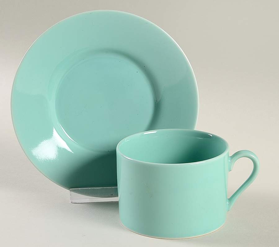 Total Color Spectrum Turquoise (Round) Flat Cup & Saucer Set by Fitz & Floyd-1