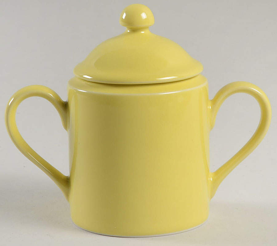 Total Color Spectrum Yellow (Round) Sugar Bowl & Lid by Fitz & Floyd-1