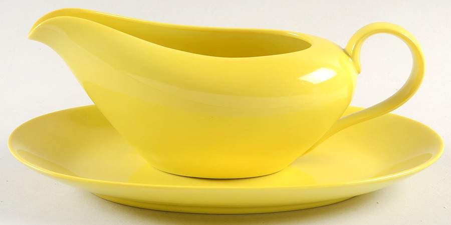 Total Color Yellow (Round, Smooth) Gravy Boat & Underplate/Relish by Fitz & Floyd-1