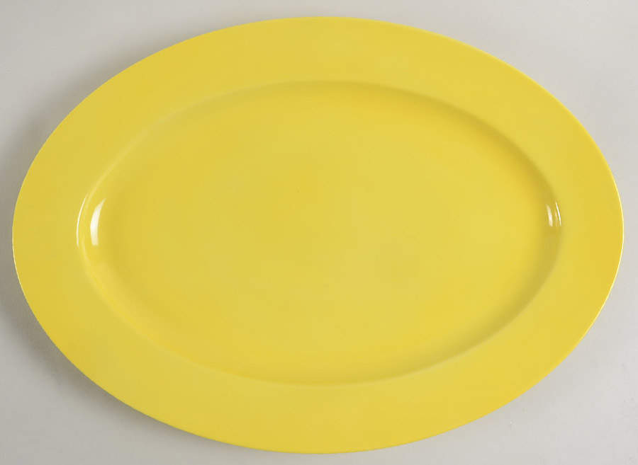 Total Color Yellow (Round, Smooth) 14" Oval Serving Platter by Fitz & Floyd-1