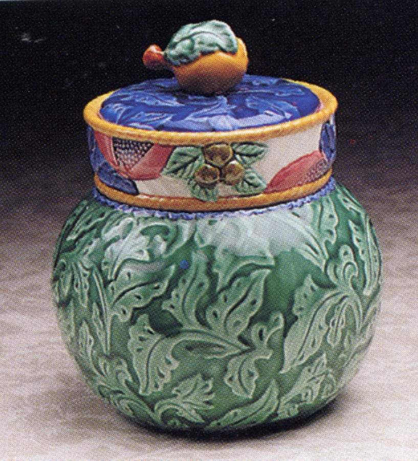 Tuscany Majolica Cookie Jar & Lid by Fitz and Floyd-1
