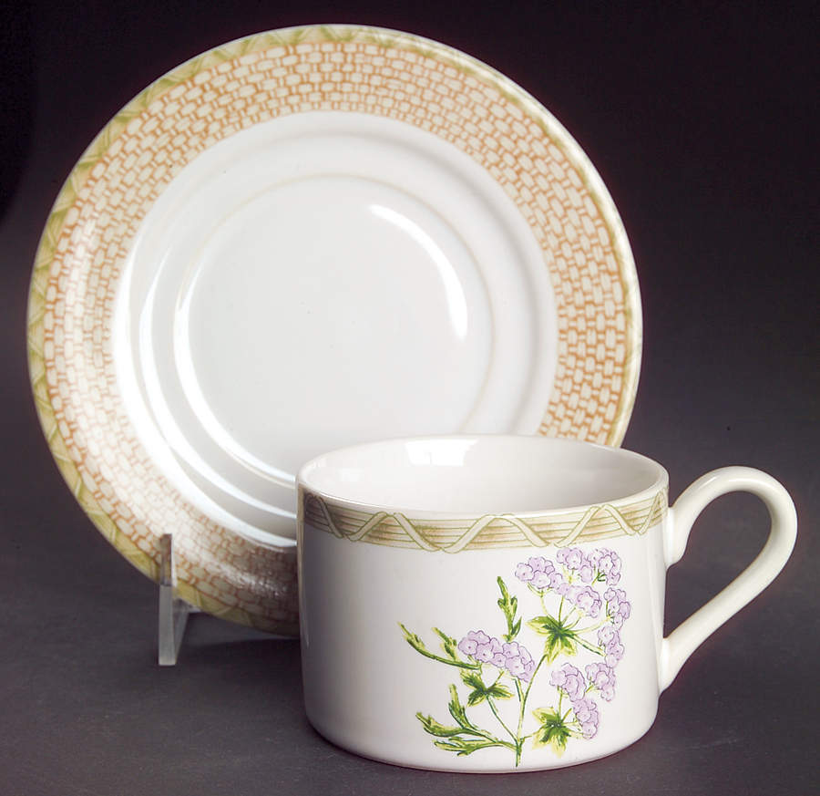 Vegetable Basket Flat Cup & Saucer Set by Fitz and Floyd-1