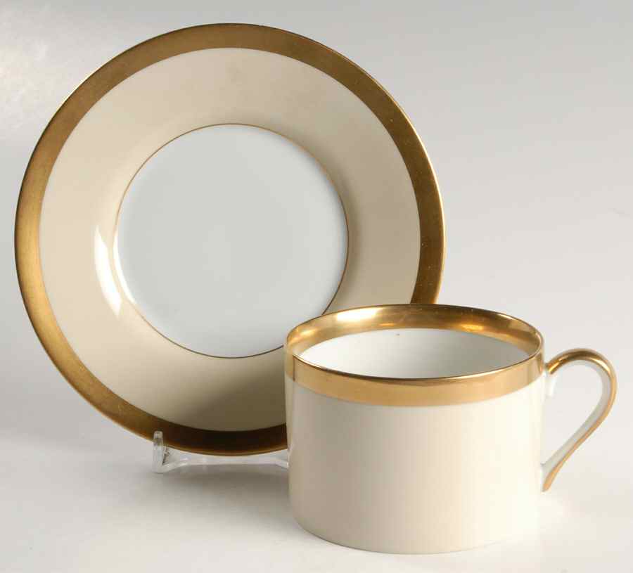 Versailles Crème Flat Cup & Saucer Set by Fitz & Floyd-1