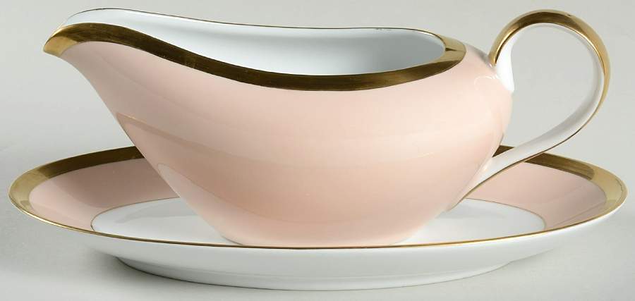 Versailles Shell Peach Gravy Boat & Underplate/Relish by Fitz & Floyd-1