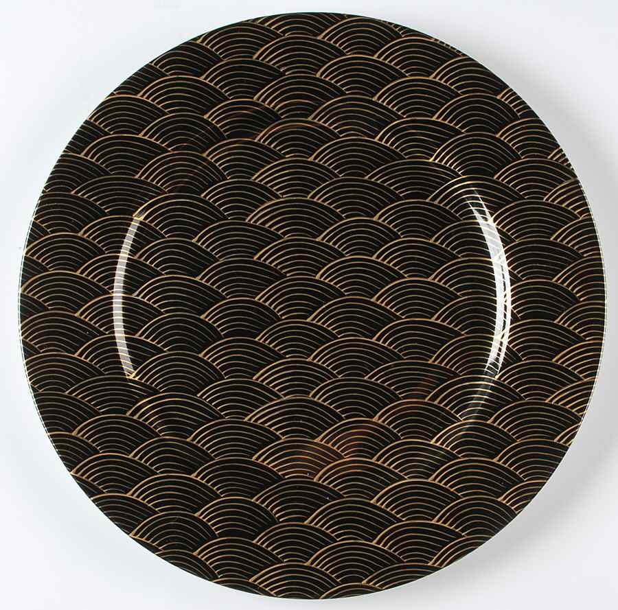 Waves Black Service Plate (Charger) by Fitz & Floyd-1