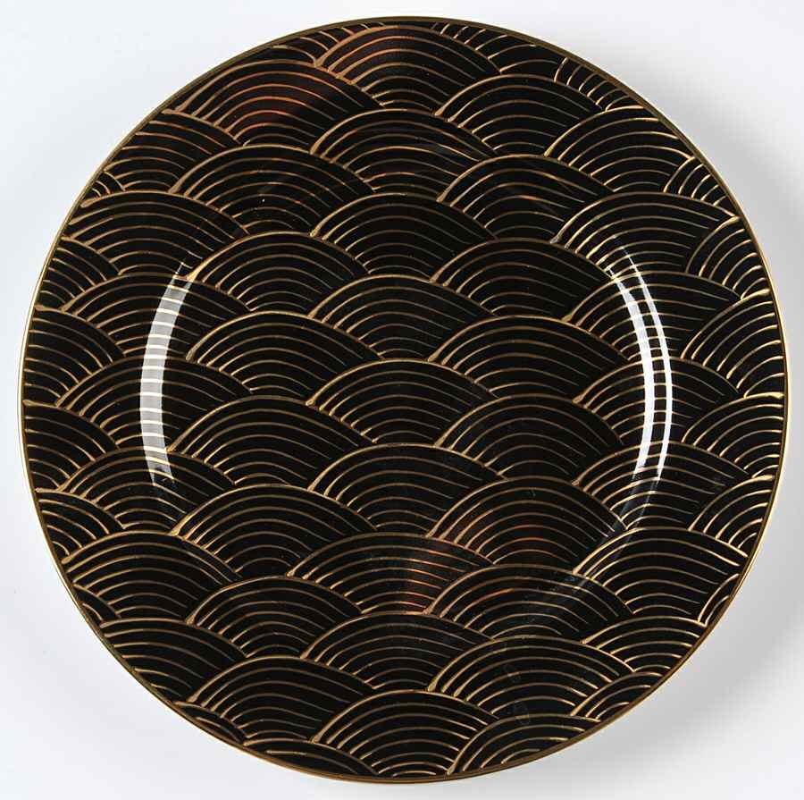 Waves Black Salad Plate by Fitz & Floyd-1