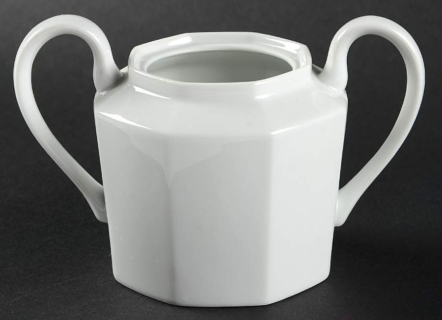 White Octagonal Sugar Bowl No Lid by Fitz & Floyd-1