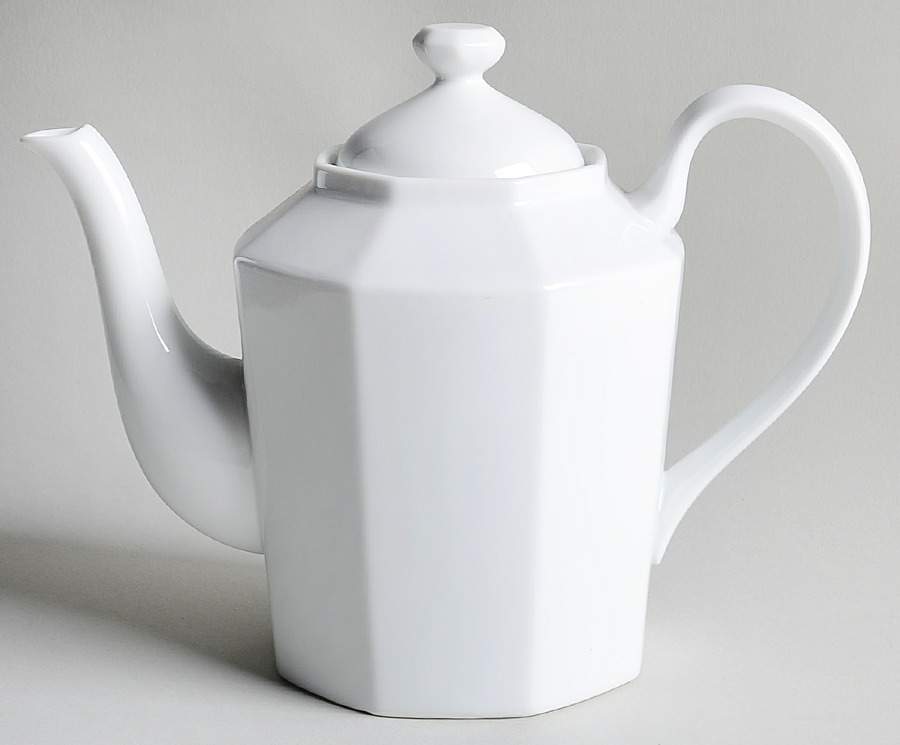 White Octagonal Teapot & Lid by Fitz & Floyd-1