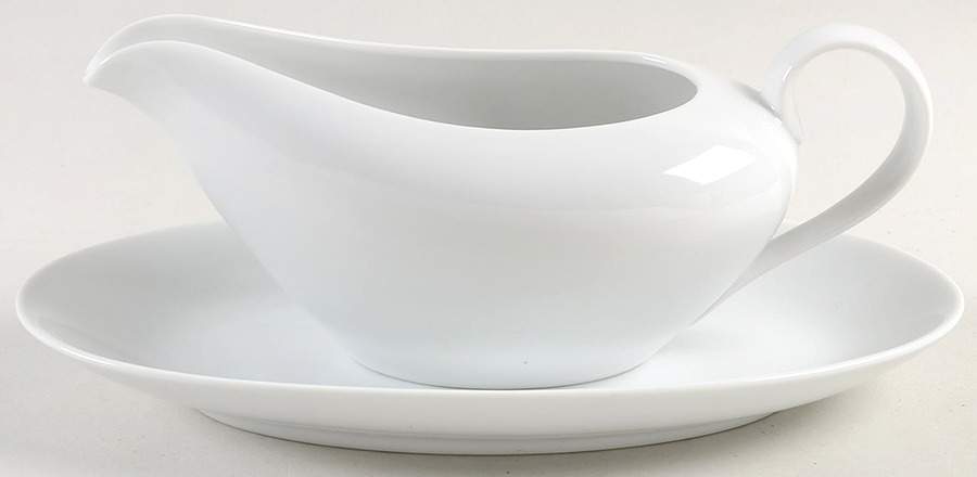 White Shoulders Gravy Boat & Underplate/Relish by Fitz & Floyd-1