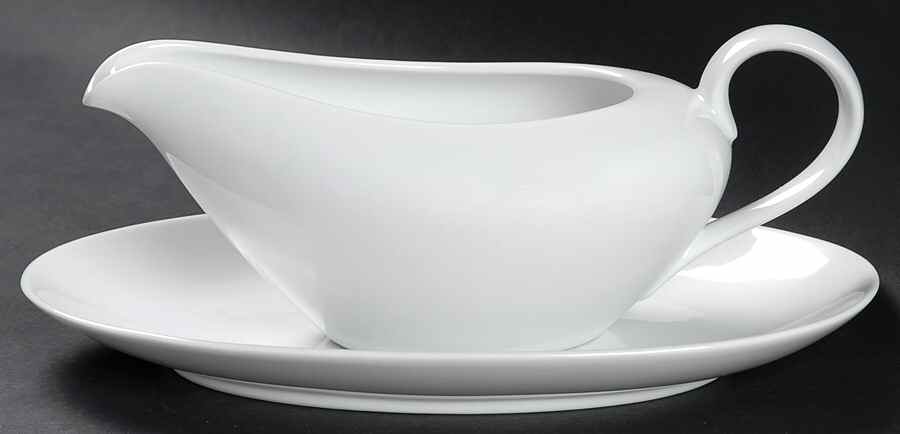 White Shoulders Gravy Boat & Underplate by Fitz & Floyd-1