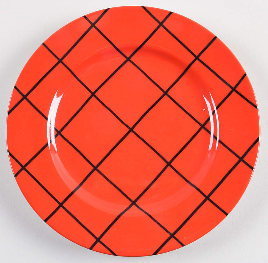 Windowpane (Black Stripes on Red) Salad Plate by Fitz & Floyd-1