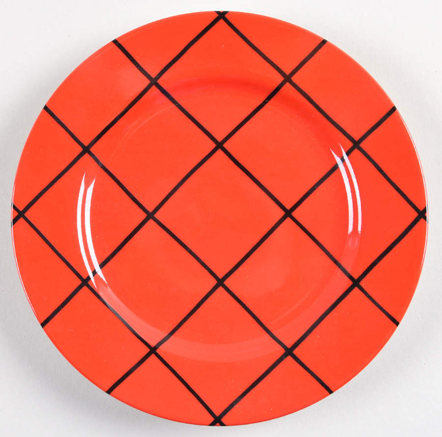 Windowpane (Black Stripes on Red) Bread & Butter Plate by Fitz & Floyd-1