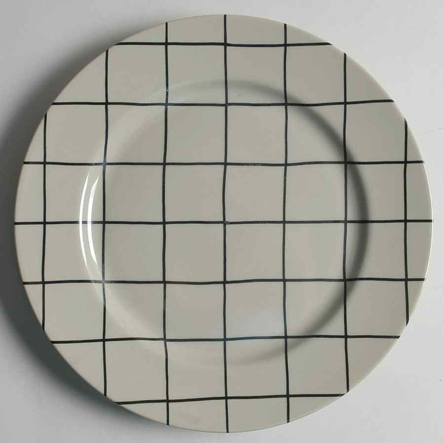 Windowpane (Black Stripes on Taupe) Dinner Plate by Fitz & Floyd-1