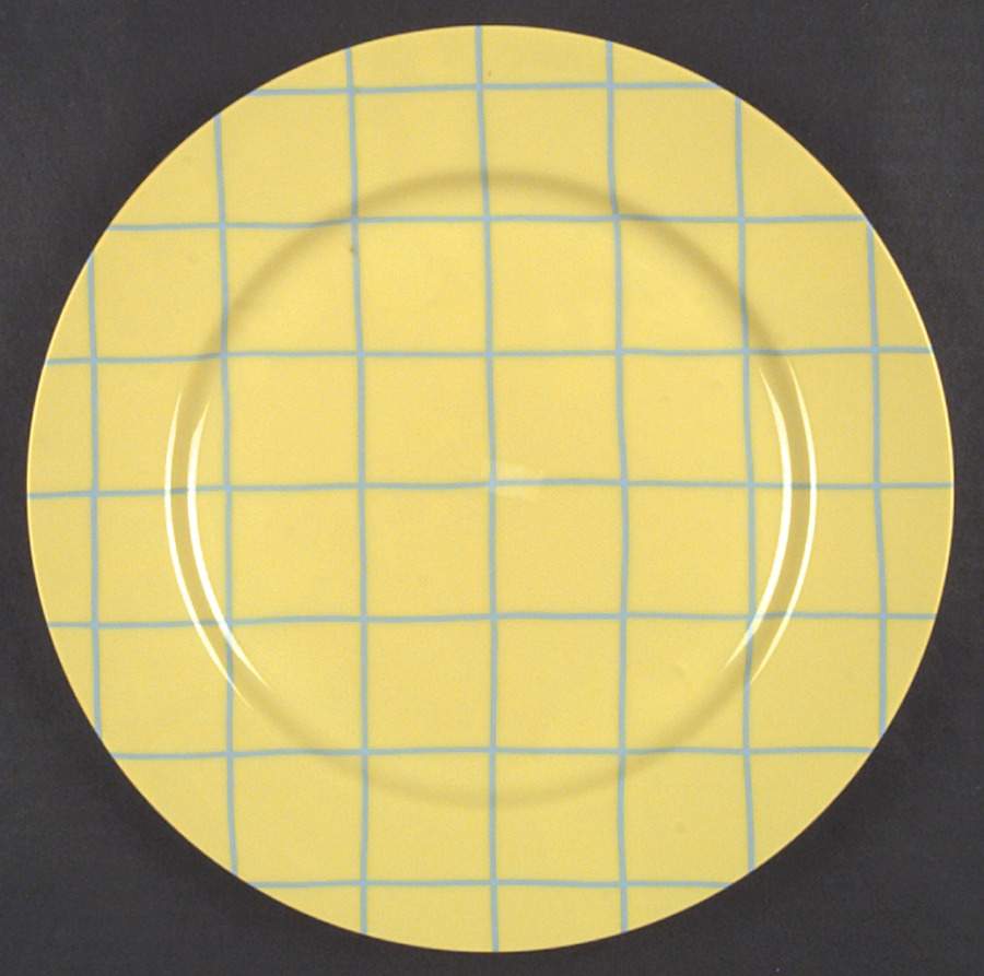 Windowpane (Aqua on Yellow) Dinner Plate by Fitz & Floyd-1