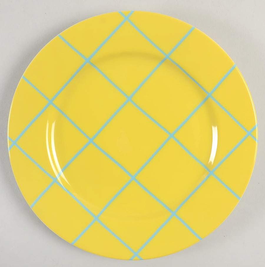 Windowpane (Aqua on Yellow) Bread & Butter Plate by Fitz & Floyd-1