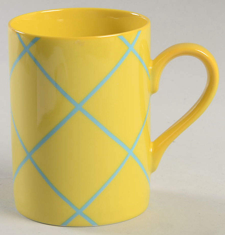 Windowpane (Aqua on Yellow) Mug by Fitz & Floyd-1