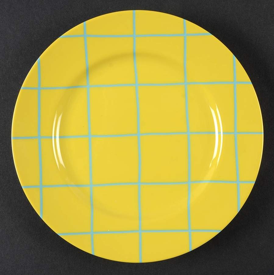Windowpane (Aqua on Yellow) Salad Plate by Fitz & Floyd-1