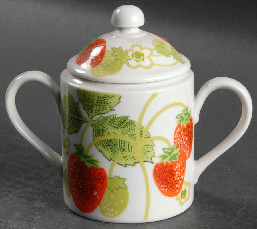 Wild Strawberry Sugar Bowl & Lid by Fitz & Floyd-1