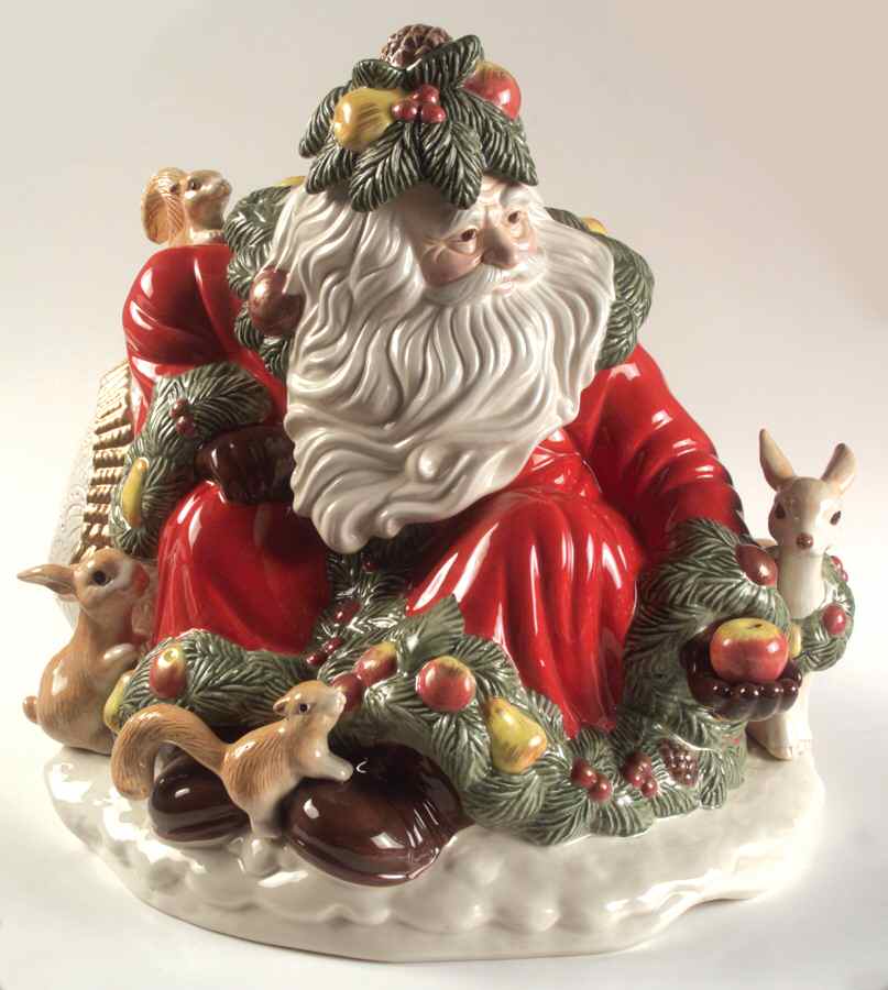 Woodland Santa Cookie Jar & Lid by Fitz & Floyd-1