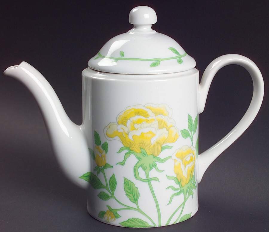Yellow Rose Mini Coffee Pot & Lid by Fitz & Floyd-1