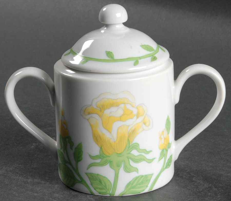 Yellow Rose Sugar Bowl & Lid by Fitz & Floyd-1