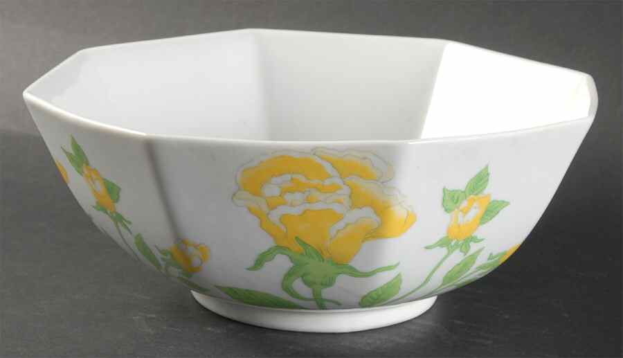 Yellow Rose 8" Octagonal Vegetable Bowl by Fitz & Floyd-1