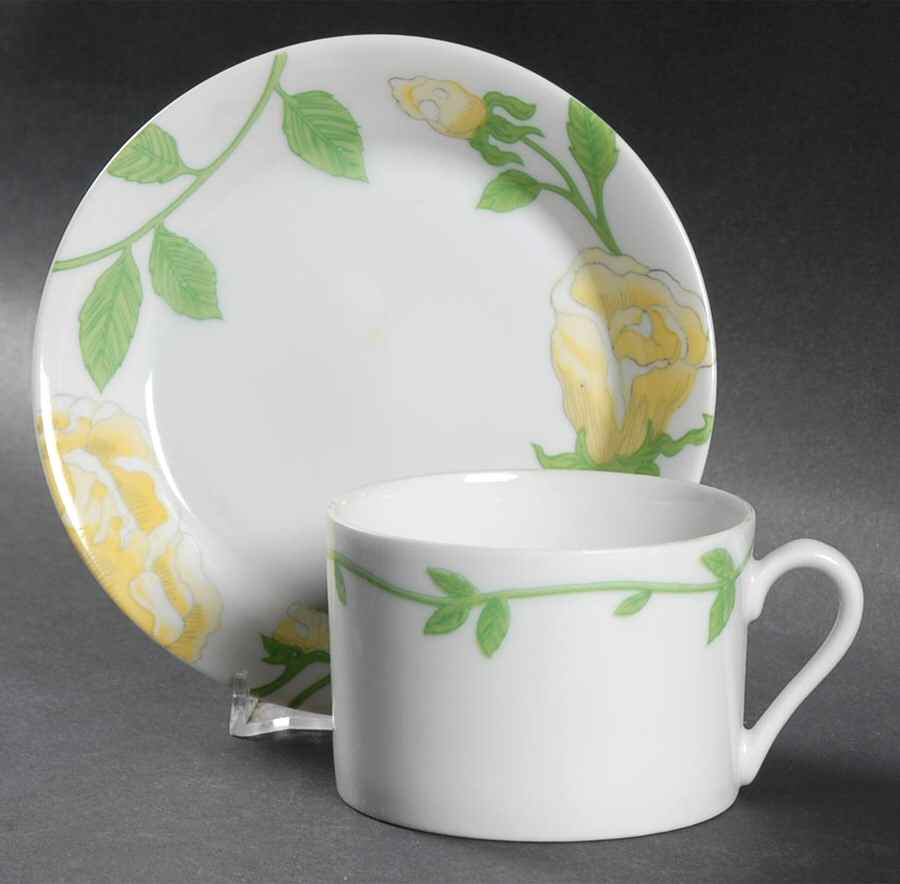 Yellow Rose Flat Cup & Saucer Set by Fitz & Floyd-1
