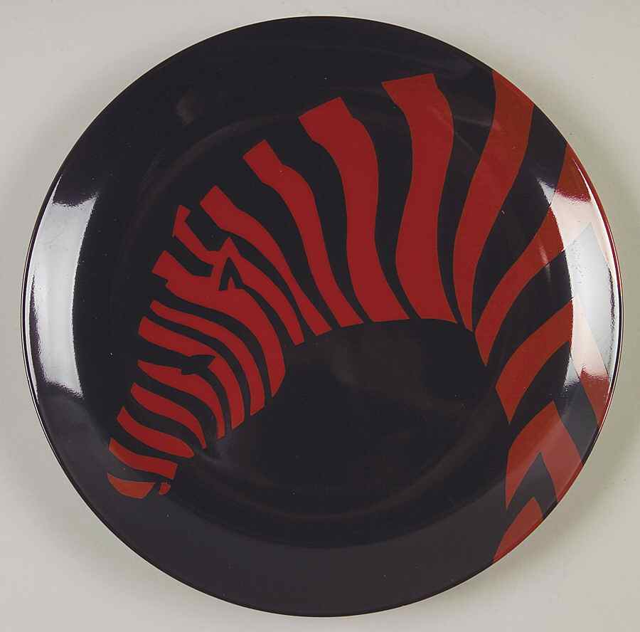 Zebra (Red On Black) Salad Plate by Fitz & Floyd-1