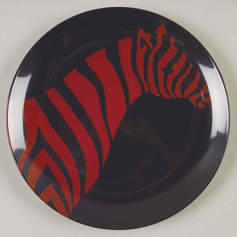 Zebra (Red On Black) Salad Plate by Fitz & Floyd-1