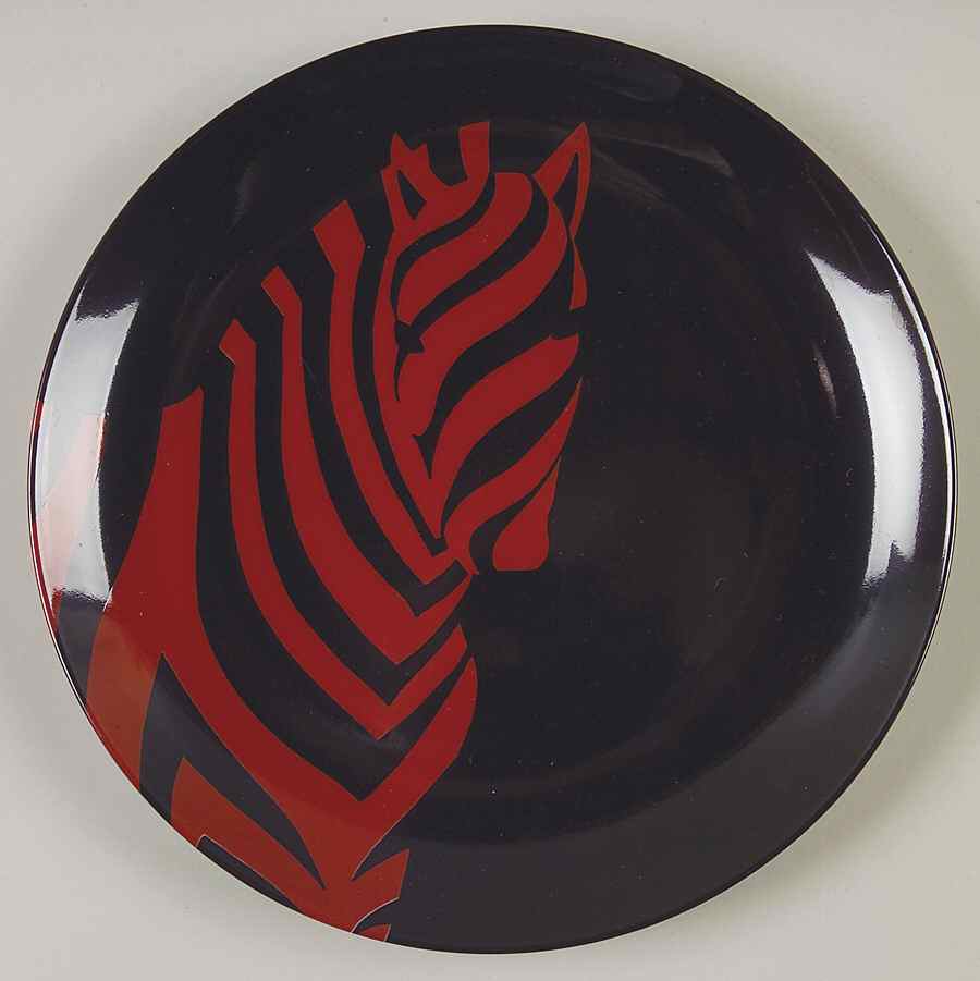 Zebra (Red On Black) Salad Plate by Fitz & Floyd-1