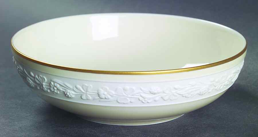 Ariana (Embossed, Gold Trim, Coupe) Fruit/Dessert (Sauce) Bowl by Flintridge-1