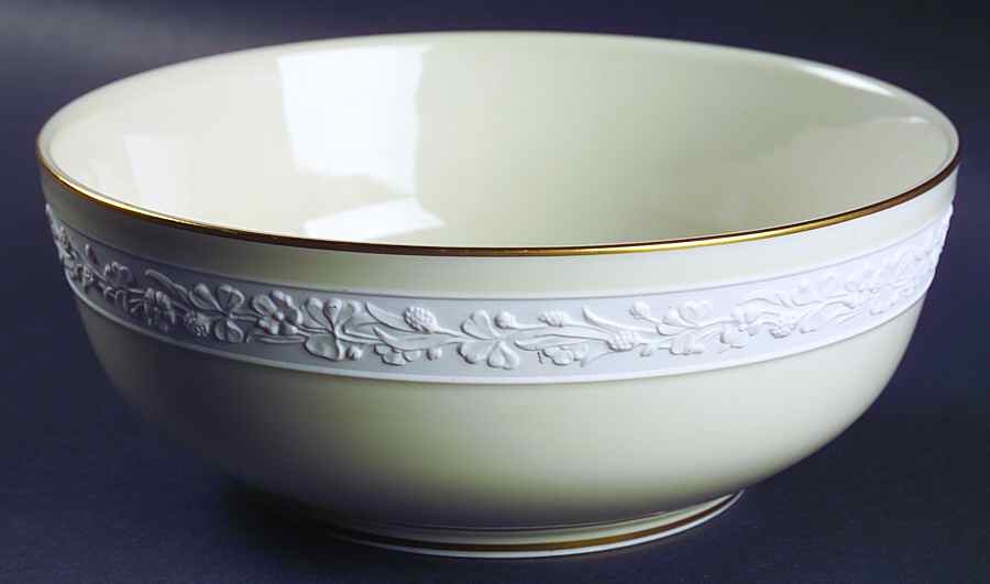 Ariana (Embossed, Gold Trim, Coupe) 8" Round Vegetable Bowl by Flintridge-1