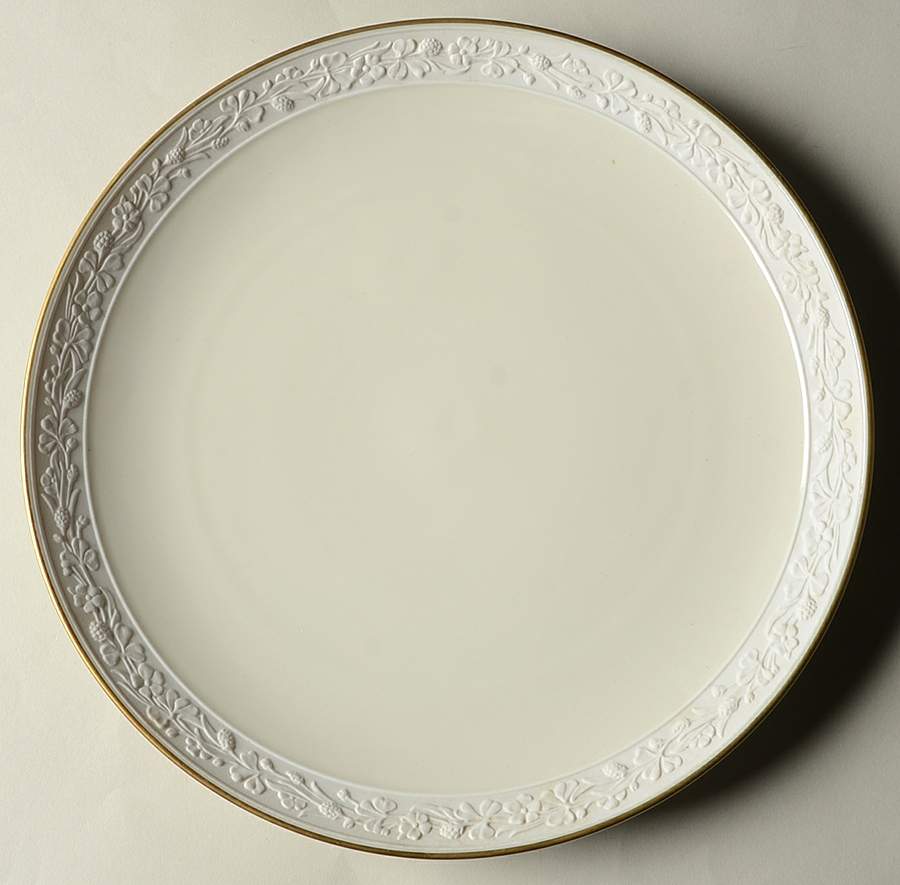 Ariana (Embossed, Gold Trim, Coupe) Dinner Plate by Flintridge-1