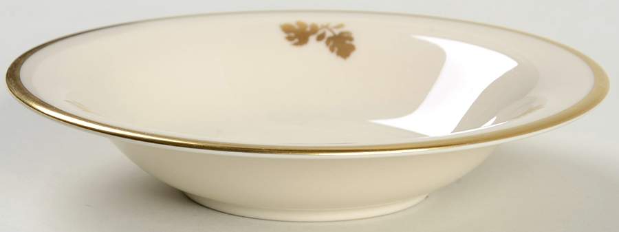 Autumn Fig (Gold Trim) Rim Fruit/Dessert (Sauce) Bowl by Flintridge-1