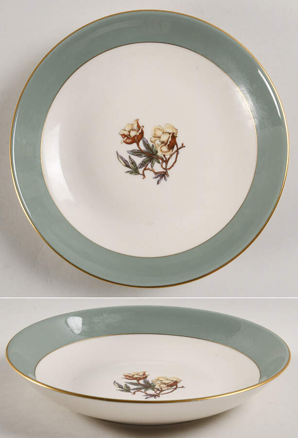 Avalon Sage Green (Gold Trim) Coupe Soup Bowl by Flintridge-1