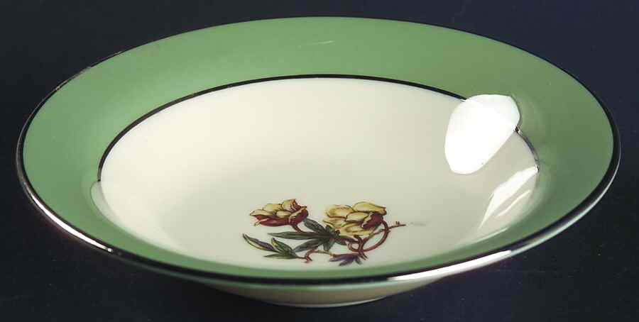 Avalon Sage Green (Platinum Trim) Fruit/Dessert (Sauce) Bowl by Flintridge-1