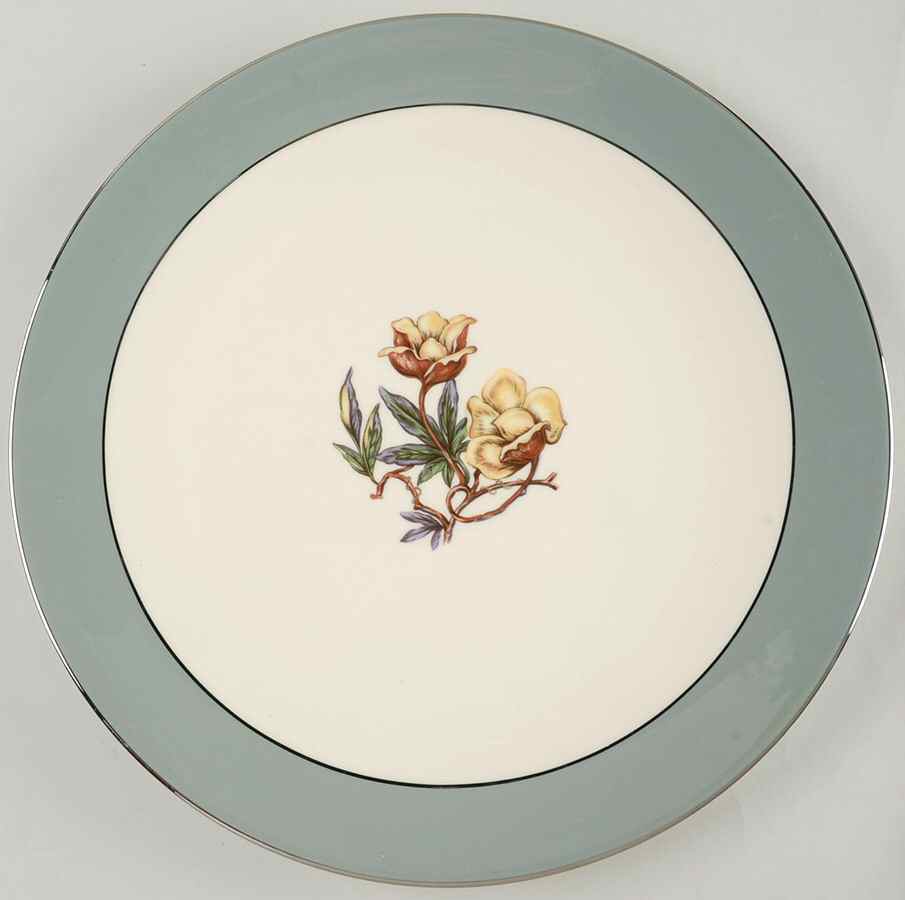 Avalon Sage Green (Platinum Trim) Coupe Dinner Plate by Flintridge-1