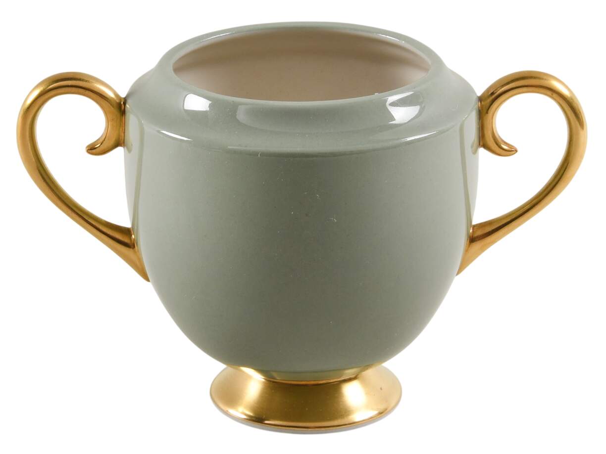 Avalon Sage Green (Gold Trim) Mini Sugar Bowl No Lid by Flintridge-1